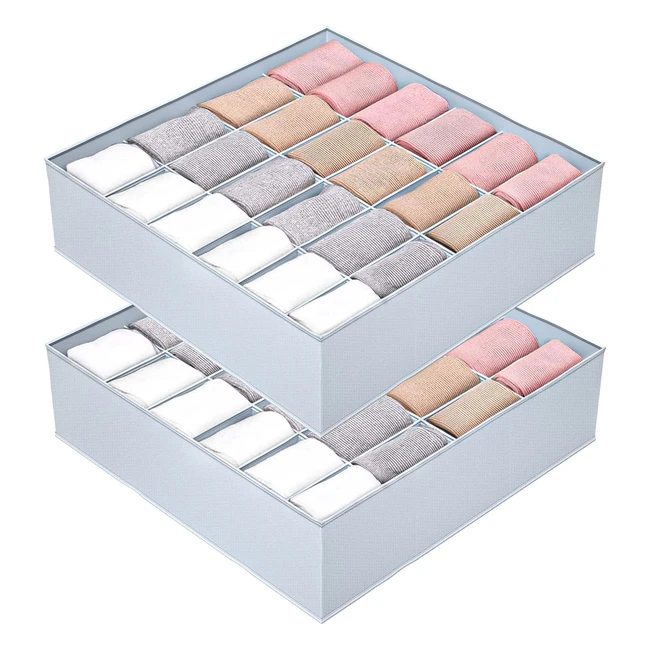 Organisateur de tiroir pliable et lavable pour chaussettes, collants, cravates, foulards - 24 compartiments - Gris clair