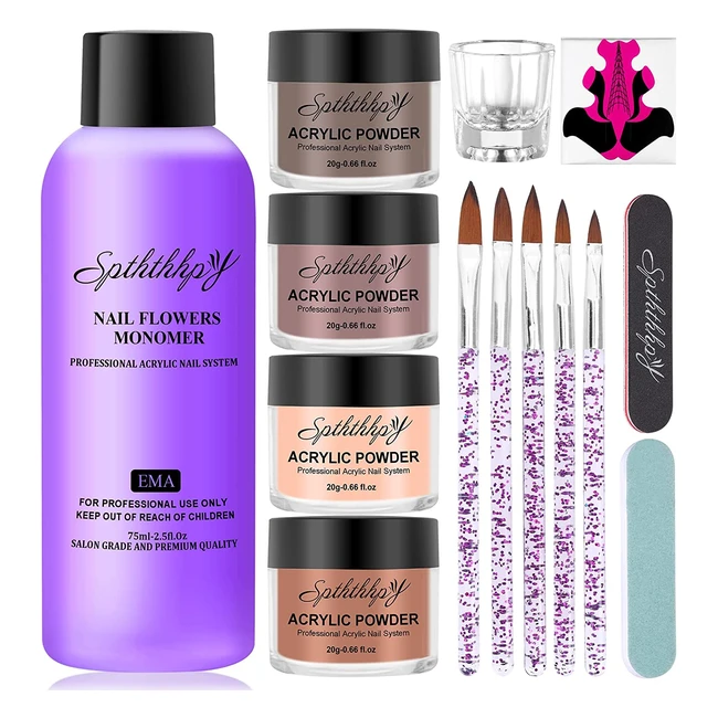 Set de Polvos Acrílicos para Uñas 4 Colores 75ml - Ideal para Principiantes y Expertos