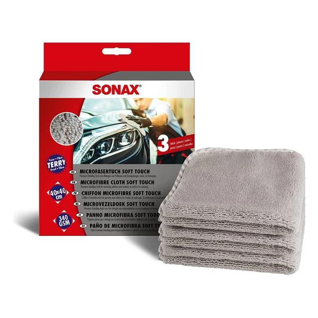 SONAX Microfaser Tuch Soft Touch 3er Pack - Perfekte Reinigung fr Innenraum un