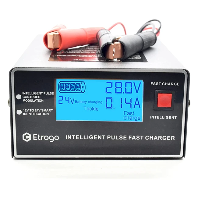 Caricabatteria auto Etrogo 12V 24V 10A 250W - Rilevamento automatico e riparazione - Schermo LCD