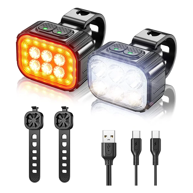 Oneamg luci bicicletta led USB ricaricabile impermeabile - modalità di illuminazione potenti per l'equitazione notturna, campeggio ed escursionismo
