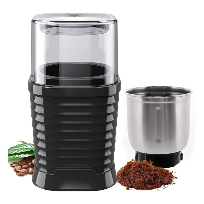 Macinacaffè elettrico in acciaio inossidabile con contenitori rimovibili - Macina chicchi di caffè, spezie, frutta a guscio e grano