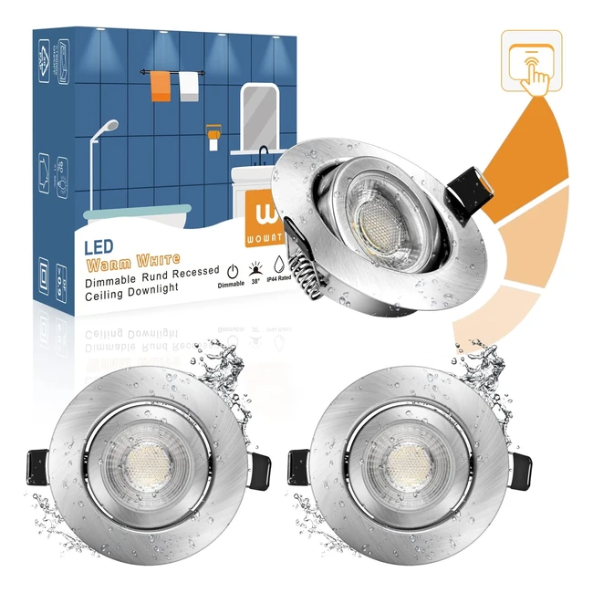 LED Einbaustrahler WOWATT dimmbar - 7W, 700lm, IP44, warmweiß 2800K, 3-stufig dimmbar, schwenkbar