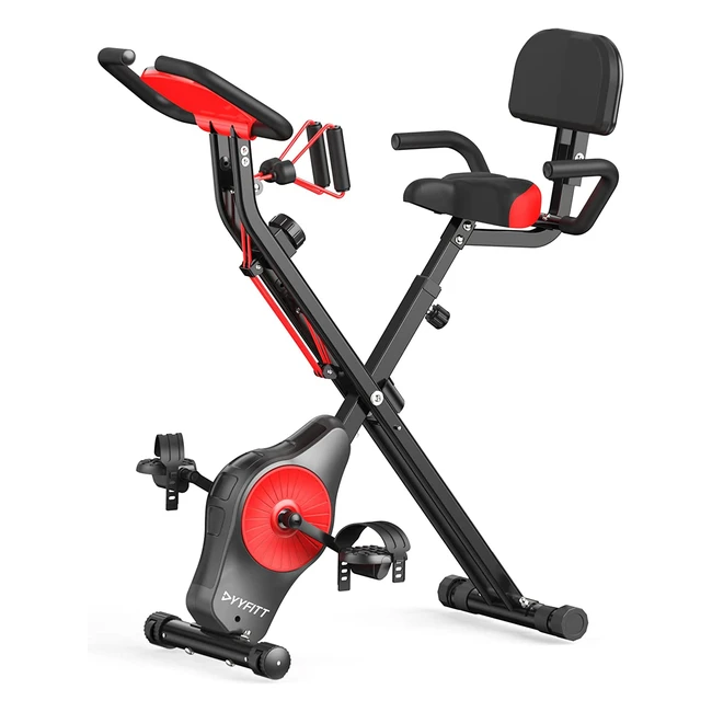 YYFITT Foldable Exercise Bike - 16 Magnetic Resistance Levels with Resistance Bands