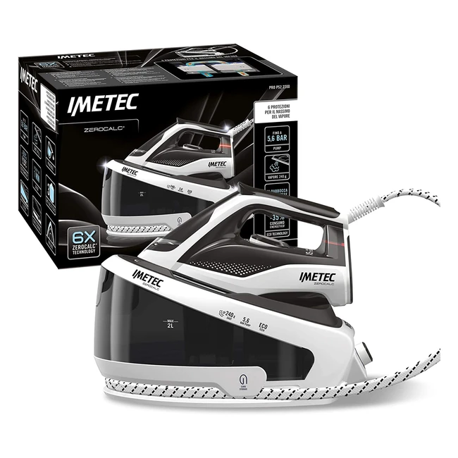 Centro de planchado Imetec Zerocalc Pro PS2 2200W con tecnología antical hasta 56 bares y golpe de vapor de 240g