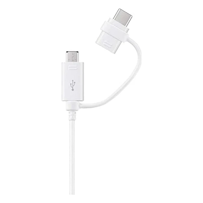 Samsung Original Combo Charge and Sync USB-C/Micro USB Cable - White | Fast Data Transfer & 3A Charging