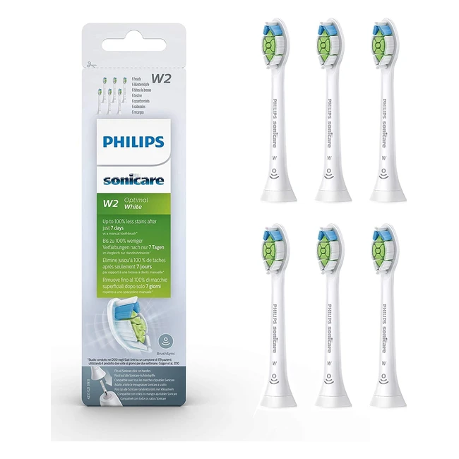Philips Sonicare W2 Optimal White Toothbrush Heads - 6 Pack HX606610