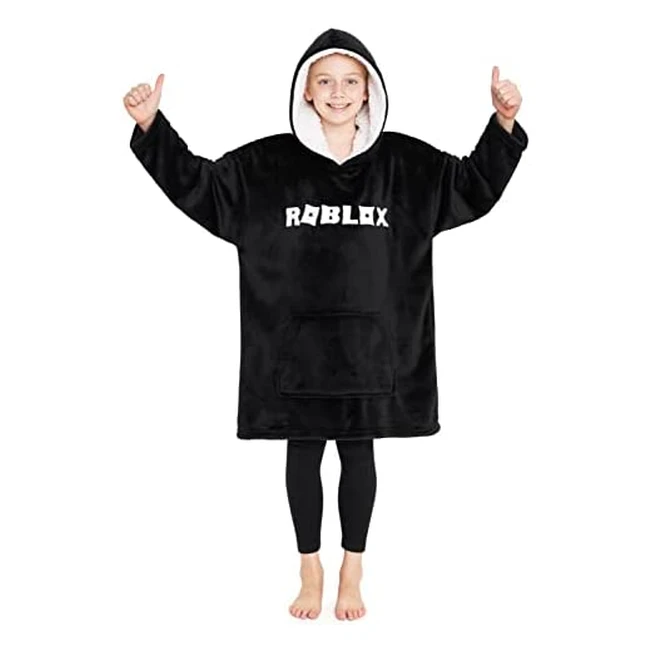 Roblox Oversized Hoodie Blanket for Boys  Warm Sherpa Lining  Gamer Gifts
