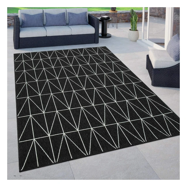 Tapis Paco Home intérieur/extérieur style scandinave résistant aux intempéries - 160x230 cm - noir