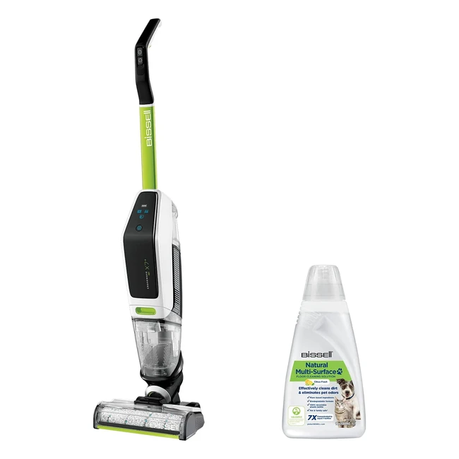 Bissell Crosswave X7 Plus Pet - Nettoyeur Aspirateur Sécheur Multisurfaces 3-en-1 pour Sols Durs et Moquettes - Mode Turbo Pet - Sans Fil - Vert/Blanc/Noir