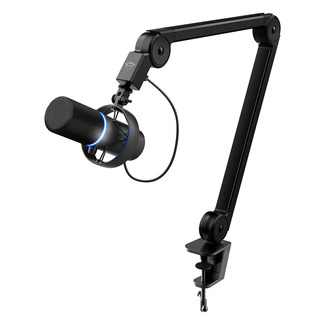 Trust Gaming GXT 255 Onyx USB Mikrofon mit Arm, Pop-Filter, LED, für Aufnahmen, Streaming, Podcasts, Schwarz