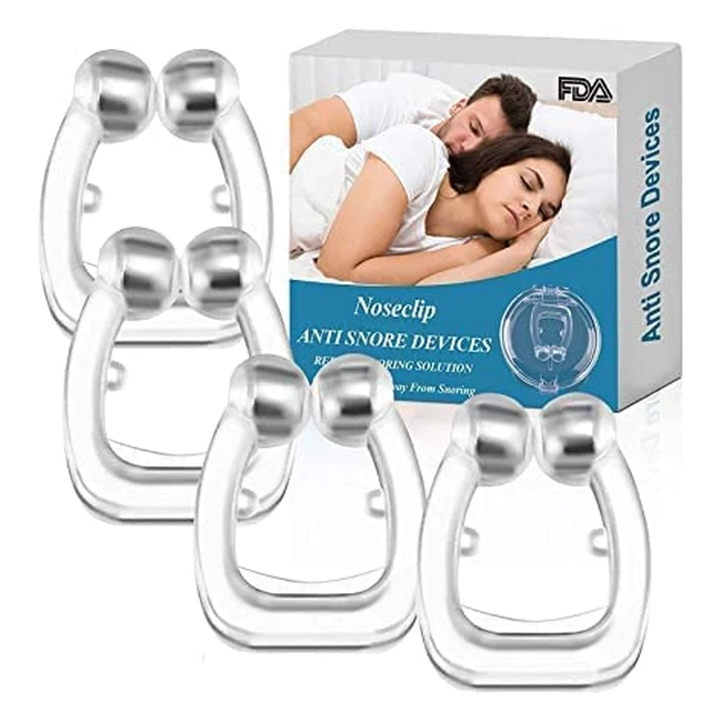 Finevernek Antirronquidos para Dormir - Dilatadores Nasales de Silicona con Imán - Mejora la Respiración y Ayuda a Dormir - 4 Piezas