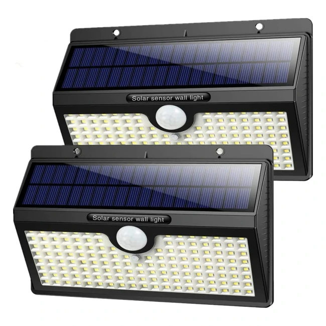 Lampe Solaire Exterieur 138 LED Super Lumineuse avec Detecteur de Mouvement - Etanche et Sans Fil pour Jardin (2 Pack)