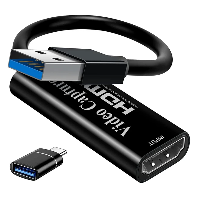 Scheda Acquisizione Video Papeaso 4K HDMI a USB - Game Capture Card Full HD 1080p - Nero