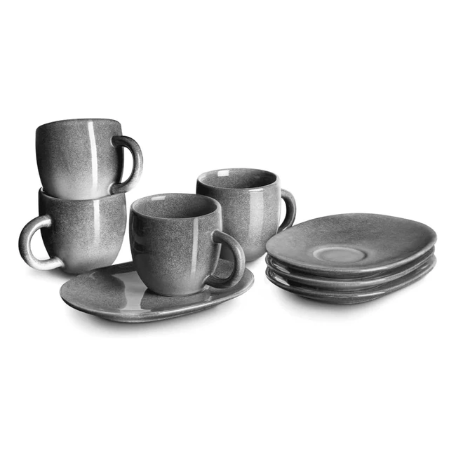 Handmade Stoneware Espresso Cups Set | Grey Gradient | Robust & Durable