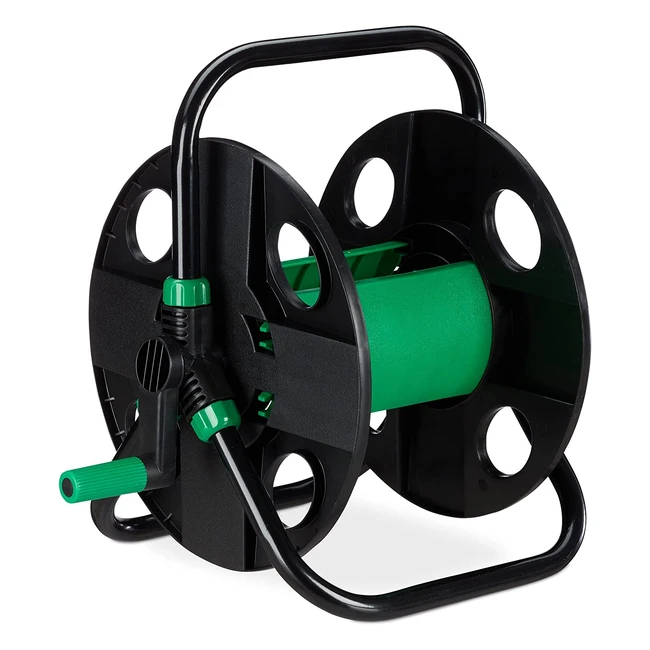 Relaxdays Black Hose Trolley - 30m Reel for Garden Camping or Balcony - 100255