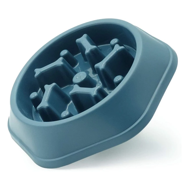 Navy Blue Slow Feeder Dog Bowl for Small and Medium Dogs - Bloat Stop Food Bowl with Maze Design