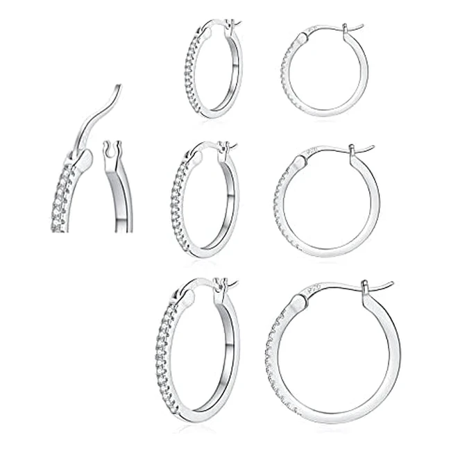 EPVOA Silver Hoop Earrings 925 Sterling Silver Hypoallergenic Set for Women & Men - Lightweight & Flexible Clasp