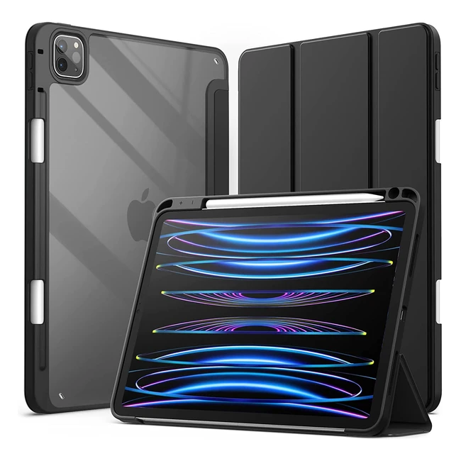 Coque Jetech pour iPad Pro 11 pouces 2022-2018 avec porte-crayon, fin et antichoc - Noir