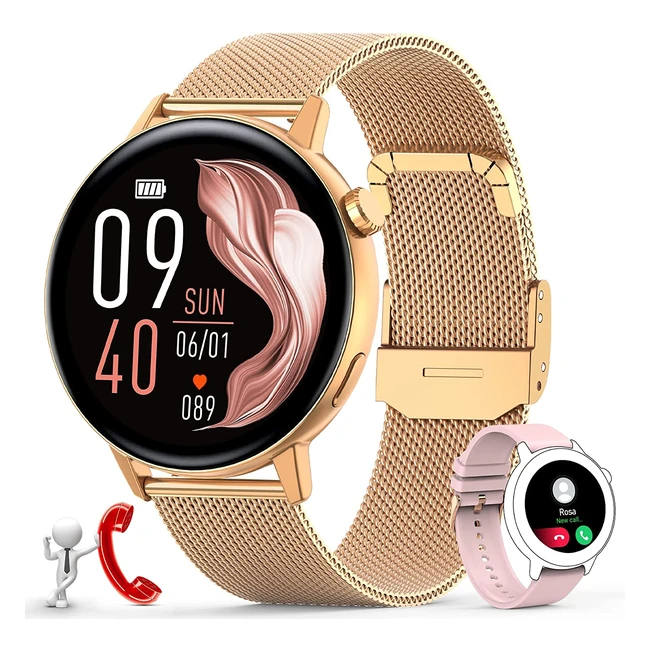 Reloj Inteligente Mujer con Llamada Bluetooth - Pulsera Actividad con Pulsómetro y Monitor de Sueño - 20 Modos Deportivos y Reproductor de Música - Compatible con Android e iOS