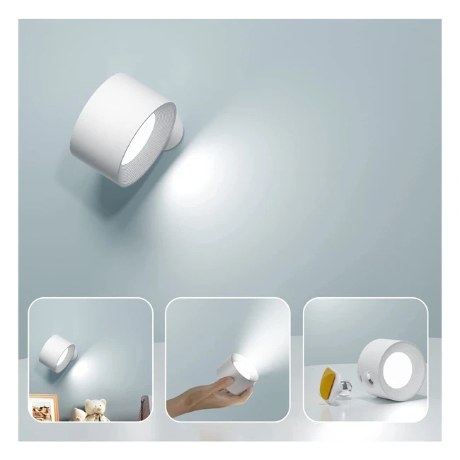 LED Wall Lamp with USB Charging Port, Dimmable Touch Control, 360 Rotation - Perfect for Bedside Reading and Working