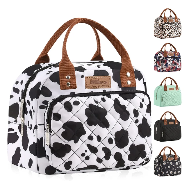 Sac Isotherme Repas Homespon pour Femme Homme - Grande Capacité - Imprimé Vache