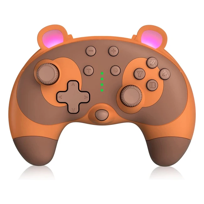 Mando inalámbrico para Nintendo Switch con giroscopio de 6 ejes, turbo ajustable y vibración ajustable - PowerLead Cute Raccoon Animal Pro Gamepad