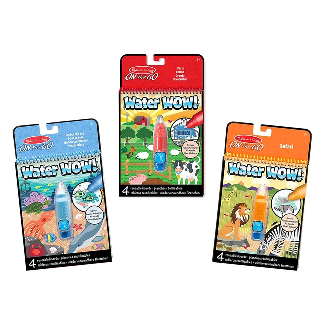 Melissa & Doug Water Wow Set - Farm, Safari & Animals - Reusable Water Reveal Blocks - Gift for Boys or Girls - Age 3+