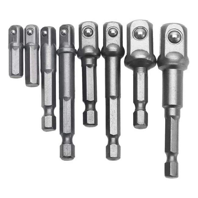 Adaptador de puntas de impacto 8 pzas con vástago hexagonal para taladros - Cromo Vanadio