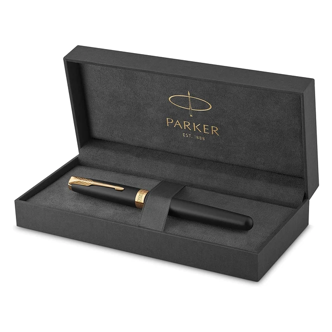 Parker Sonnet Rollerball Pen - Matte Black Lacquer, Gold Trim, Fine Point, Black Ink