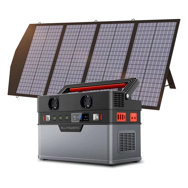 Allpowers 606 Wh 700 W 1400 W Peak Value Tragbare Stromversorgung Solar Generator mit 1 x 140 W Solarpanel für Notfall Camping Outdoor Garten Reisen