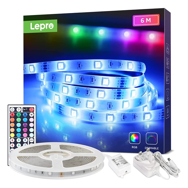 LEPRO LED Strip Light 6m 5050 RGB Color Changing Lights with Remote Control
