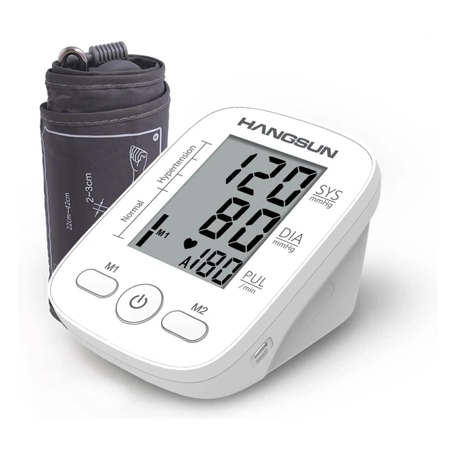 Hangsun Blood Pressure Monitor for Home Use - Fully Automatic with Large Cuff, LCD Display, and 290 Sets Memory