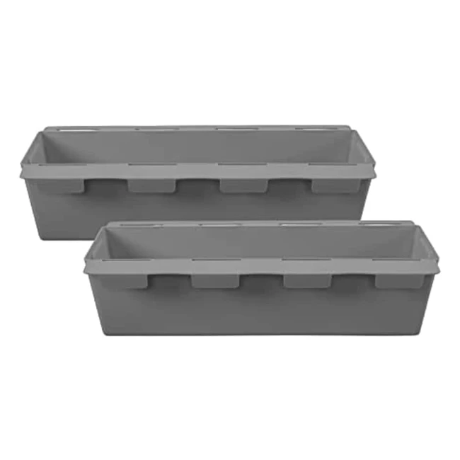 Lot de 2 jardinires rectangulaires en plastique gris bton pour palette - Art