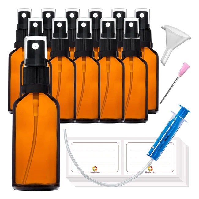Kit de 12 flacons pulvrisateurs en verre ambr de pharmacie avec vaporisateur