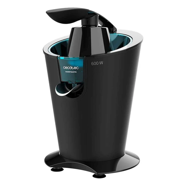 Spremiagrumi elettrico Cecotec Essentialvita Powerfresh 600, filtro in acciaio inox, 2 coni staccabili, corpo nero soft touch - Ref. 12345