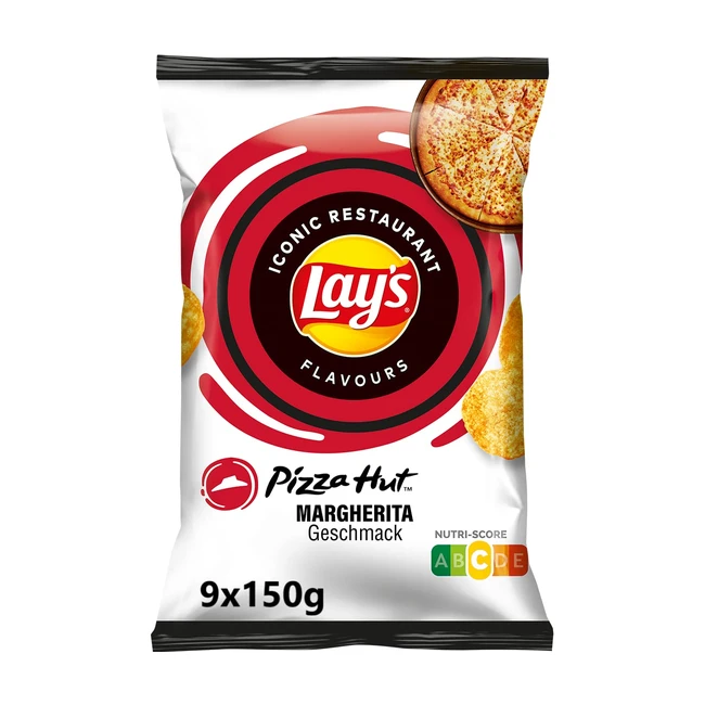 Lays Pizza Hut Margherita Kartoffelchips - Knusprig gewürzt für die perfekte Party - 9 x 150 g