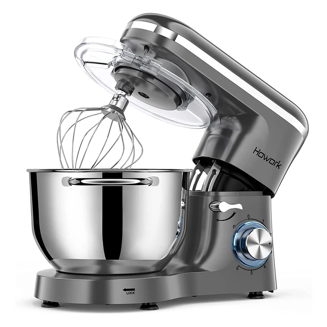 Impastatrice Howork 1500W Planetaria con Ciotola in Acciaio Inossidabile da 62L - Grigio