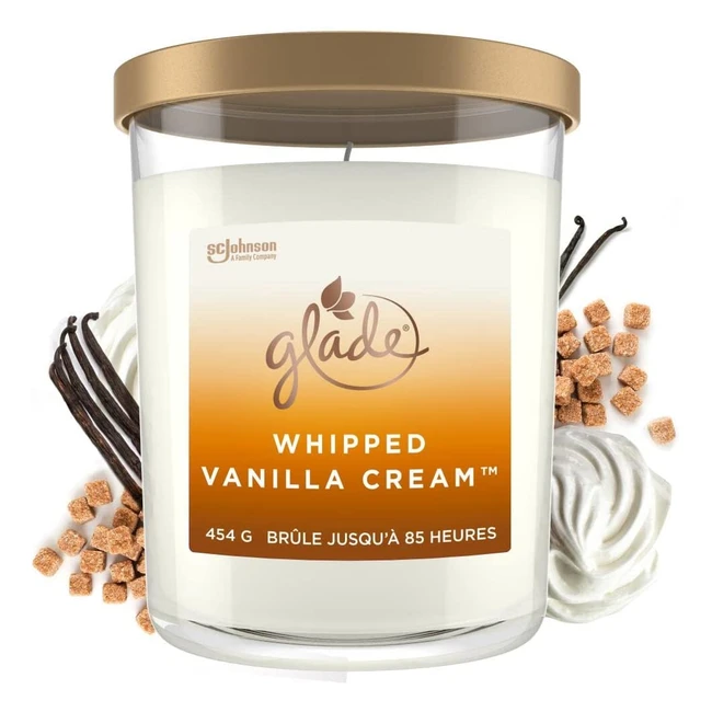 Bougie parfumée Glade Whipped Vanilla Cream XL 454g - jusqu'à 85h de parfum