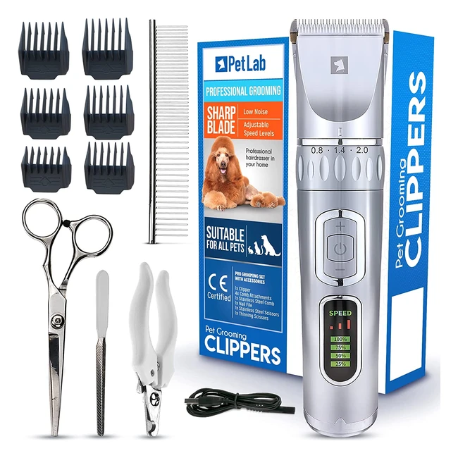 Tosatrice Professionale per Cani Petlab - Set Completo con Accessori - Tagliaunghie, Rasoio, Spazzola - Pelo Lungo - Alta Qualità