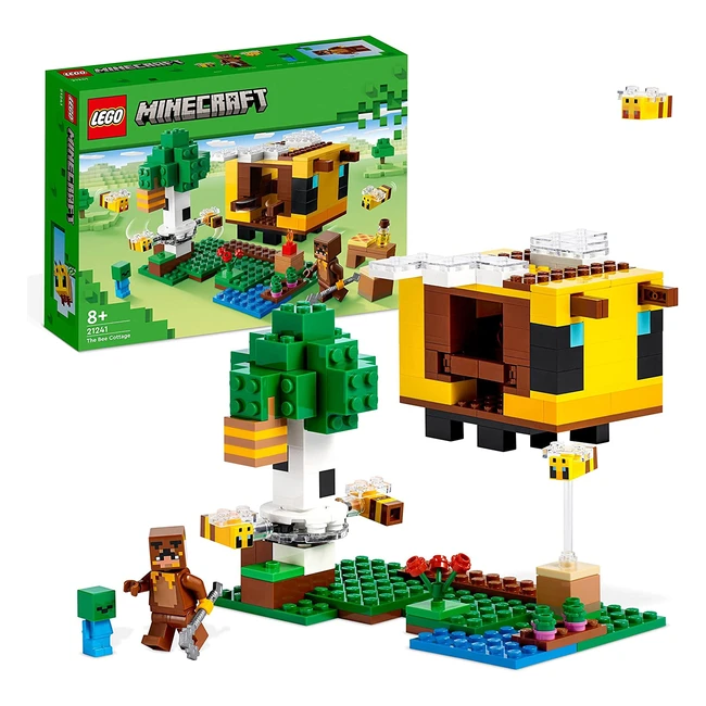 Lego Minecraft La Cabane Abeille - Maison à Construire avec Zombie et Figurines d'Animaux - Cadeau Anniversaire Enfants