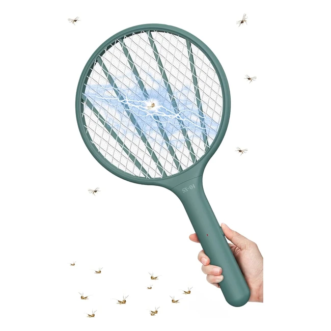 Raquette anti-moustique 3000V avec 3 couches de protection en maille et support pour intérieur ou extérieur