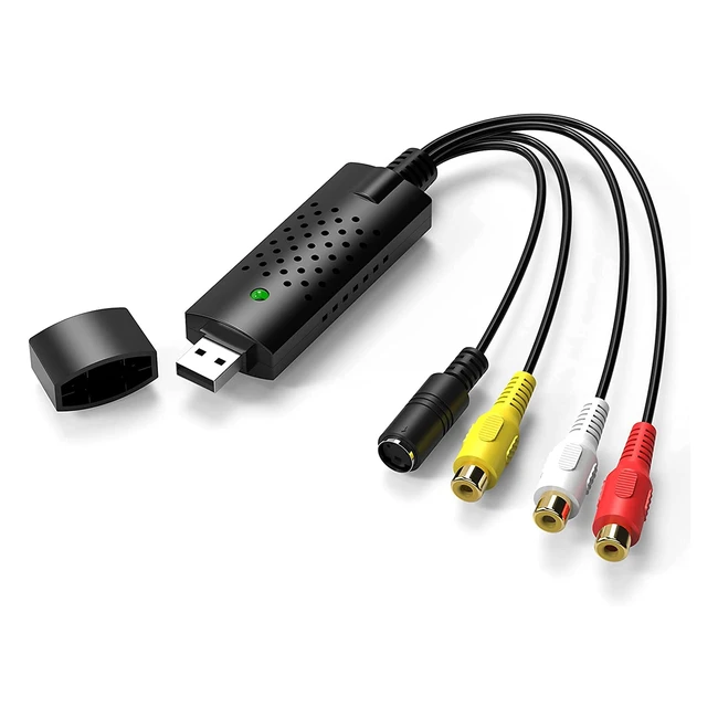 Rybozen Video Grabber USB Capture Card for Windows PC - Convert Hi8 VHS to Digital DVD - Plug and Play