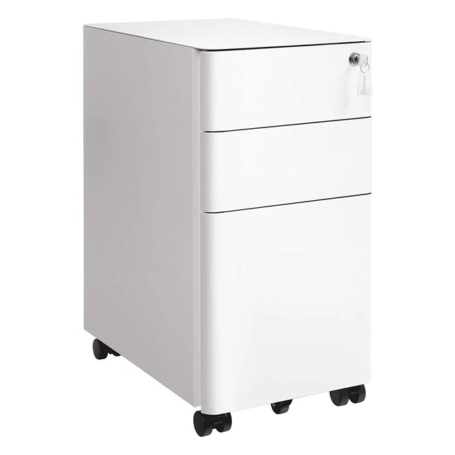 Songmics Rollcontainer Büroschrank mit Rädern und Schloss für A4 Dokumente, legale Dokumente und Briefformat, hängende Aktenorganisatoren