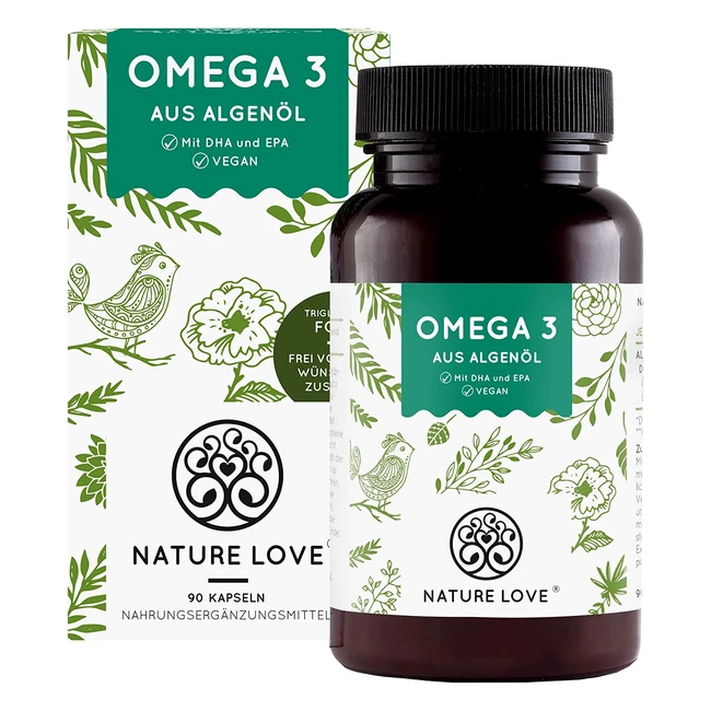 Nature Love Omega 3 Algenl Kapseln 90 Stck - LifesOmega Marke - Vegan - Labo