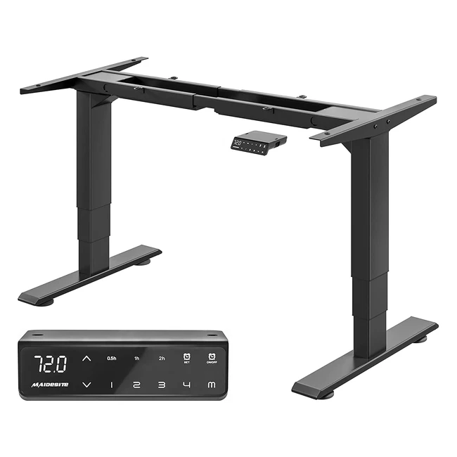 Marco de escritorio eléctrico de pie Maidesite, altura ajustable, doble motor, patas telescópicas, negro