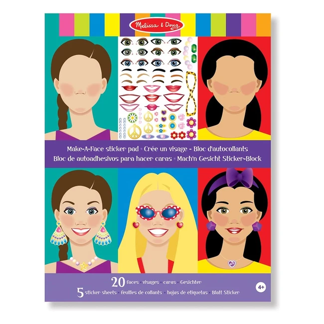 Melissa  Doug Reusable Sticker Book - Make a Face Theme - 250 Easy Peel Sticker
