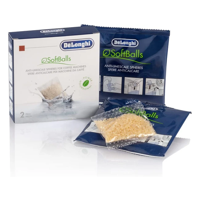 Delonghi Softballs DLSC551 - Antikalk-Perlen für Kaffeemaschinen mit Wassertank - Entkalker - Wasserenthärter - Delonghi Zubehör - 2 Beutel