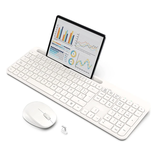 Combo Teclado y Ratón Inalámbrico TEDGEM 24G - Español - 2 en 1 USB - Packs para PC/Laptops/Smart TV - Blanco