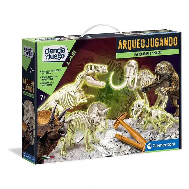Juego científico Clementoni Arqueojugando Depredadores y Presas para excavar y montar dinosaurios, a partir de 7 años - 55110